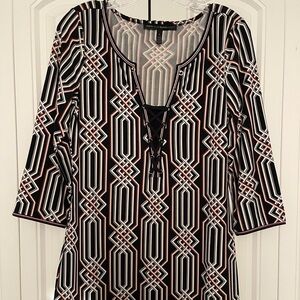 White House Black Market Black and White Geometric Dress